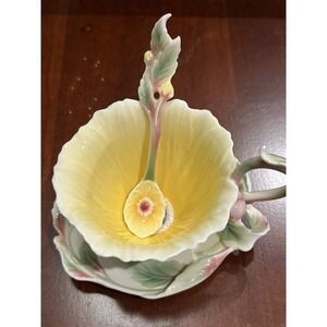 Franz Porcelain Cozies Dahlia Teacup, Saucer and Spoon ~ Rare Find